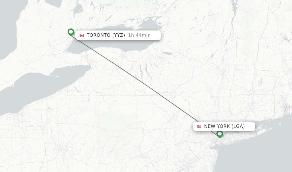 Flight time from Toronto Canada to New York City