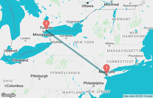 New York to Toronto Flight Distance