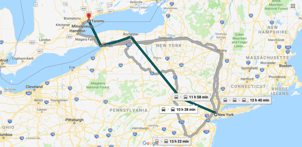 Toronto Distance to New York